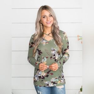 Floral criss cross top